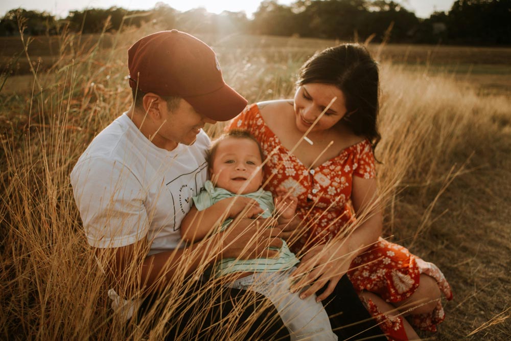 mom, dad, and toddler