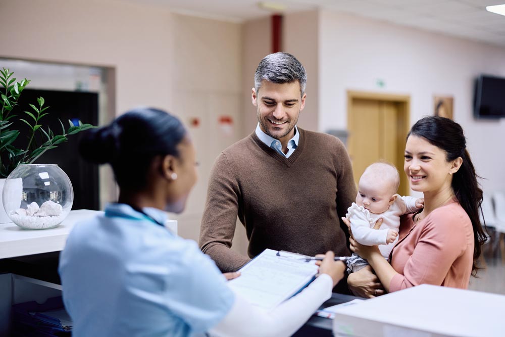 family in pediatric clinic