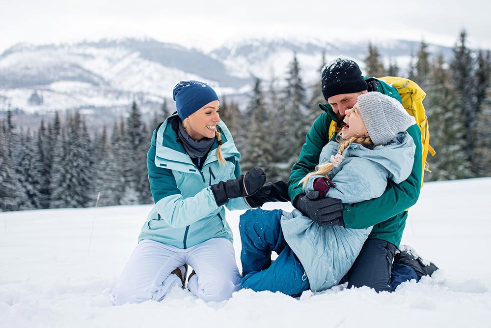 pediatric healthcare career, family in snow