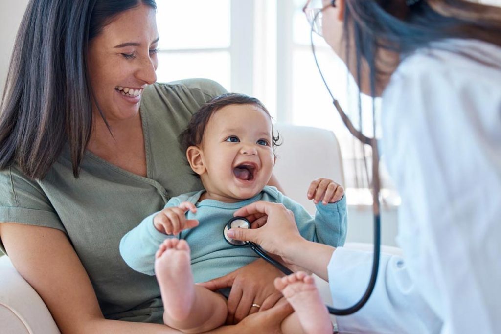 mom and baby with pediatric specialists