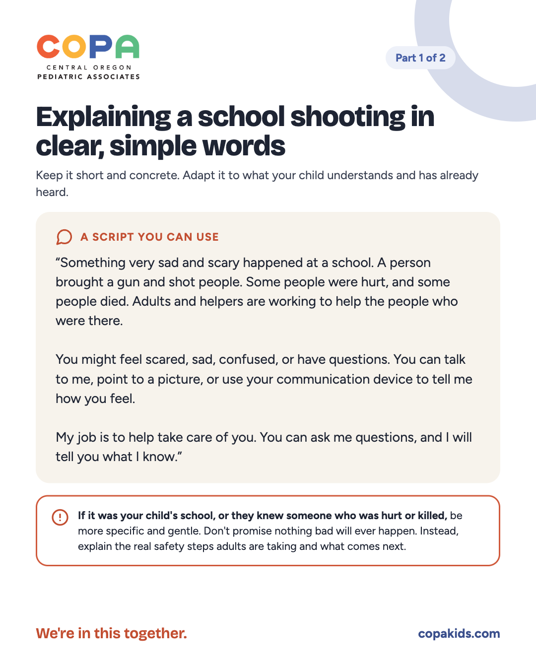 Part 1 of 2: A script for explaining a school shooting to kids with autism or learning differences.
