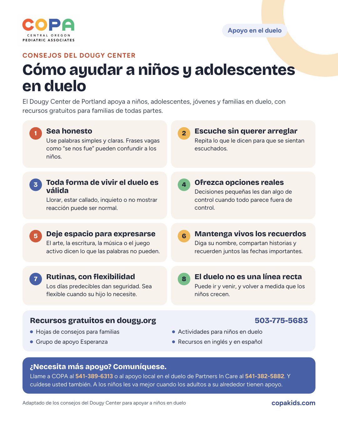 Cómo ayudar a niños y adolescentes en duelo: 8 consejos del Dougy Center.